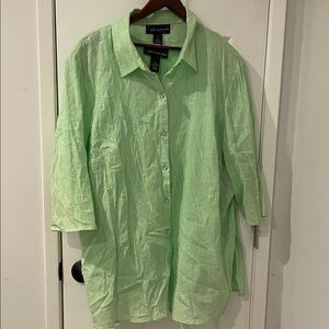 Coldwater Creek Light Green Casual Button-Down Shirt
